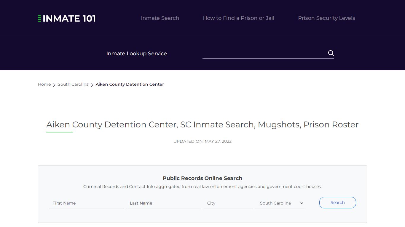 Aiken County Detention Center, SC Inmate Search, Mugshots ...